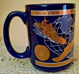 US Navy Mug United States Submarine Blue Gold 1994 Lion Mkgt Aircraft Carrier