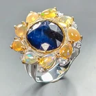 Jewelry ring 9 ct Blue Sapphire Ring 925 Sterling Silver Size 8 /R452107