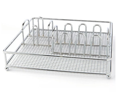 Stainless Steel Chrome Finished Heavy-duty Flatware Caddy Buffet Service Tray_CB