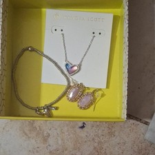 Kendra Scott Heart Pendant Necklace, Pink Oval Drop Earrings & Bracelet Set