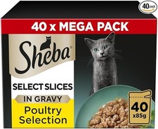 Sheba Select Slices Cat Wet Food - Poultry Selection in Gravy - 40x85g (Pack of 5.54 per kilo