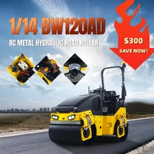 Bonus Price 1/14 BW120AD Metal Electric RC Road Roller Car RTR ST8 Radio Battery