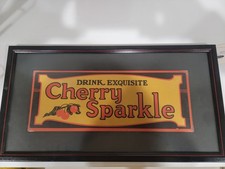 Vintage Drink Exquisite Cherry Sparkle Cardboard Advertising Sign Framed 