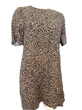 New Reformation Women’s Shift Mini Leopard Print Short Dress Viscose S USA
