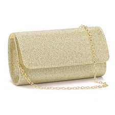 Women's Rhinestone Clutch Purse Evening Bag with Chain for Wedding Party Gold
