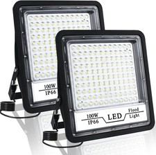 2 Pack 100W LED Flood Light Outdoor, 10000LM Bright LED Work Lights Plug in,
