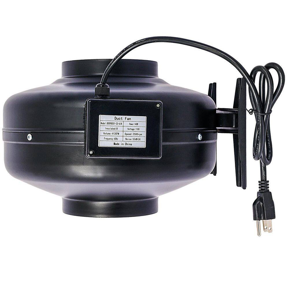 9 In. 412 CFM Duct Inline Ventilation Floor Fan in Black with Air Circulation Ve