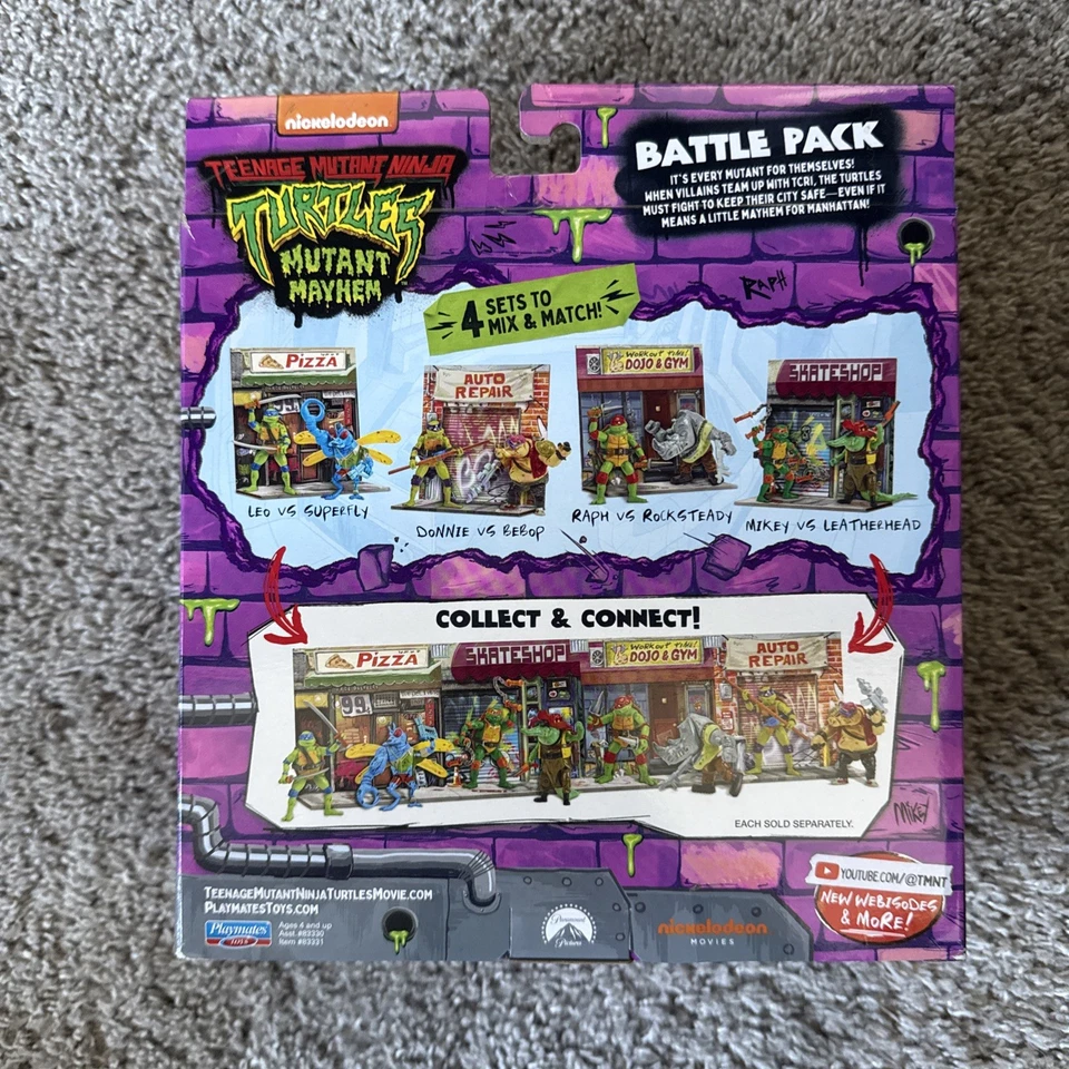 TMNT BATTLE PACK TORTUGAS NINJA MUTANTES ADOLESCENTES CAOS LEONARDO VS SUPERFLY 2023 Foto 2 de 2