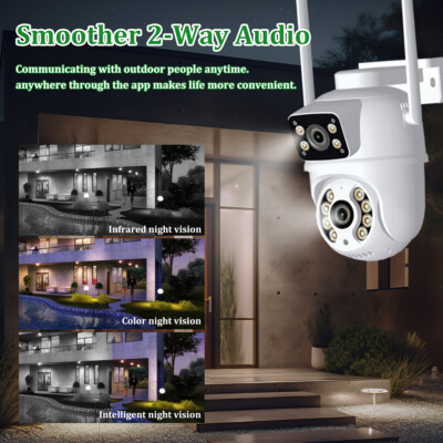 Wireless IP WIFI Camera Outdoor CCTV PTZ Smart Home Security IR Cam Dual lens