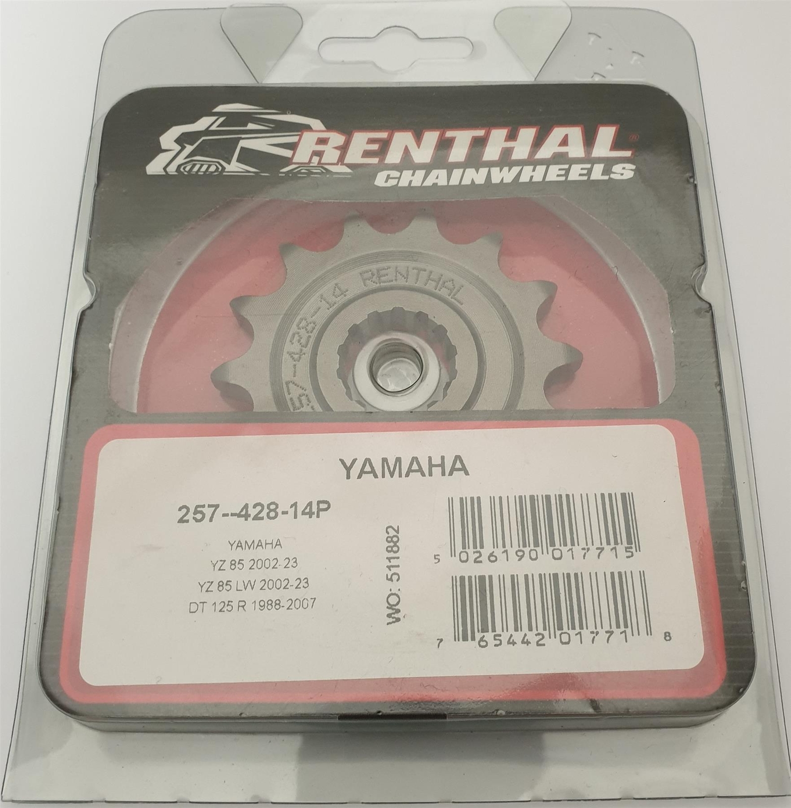 RENTHAL SPROCKET FRONT 14T YAMAHA YZ85 2002-2023 DT125R 1988-2007