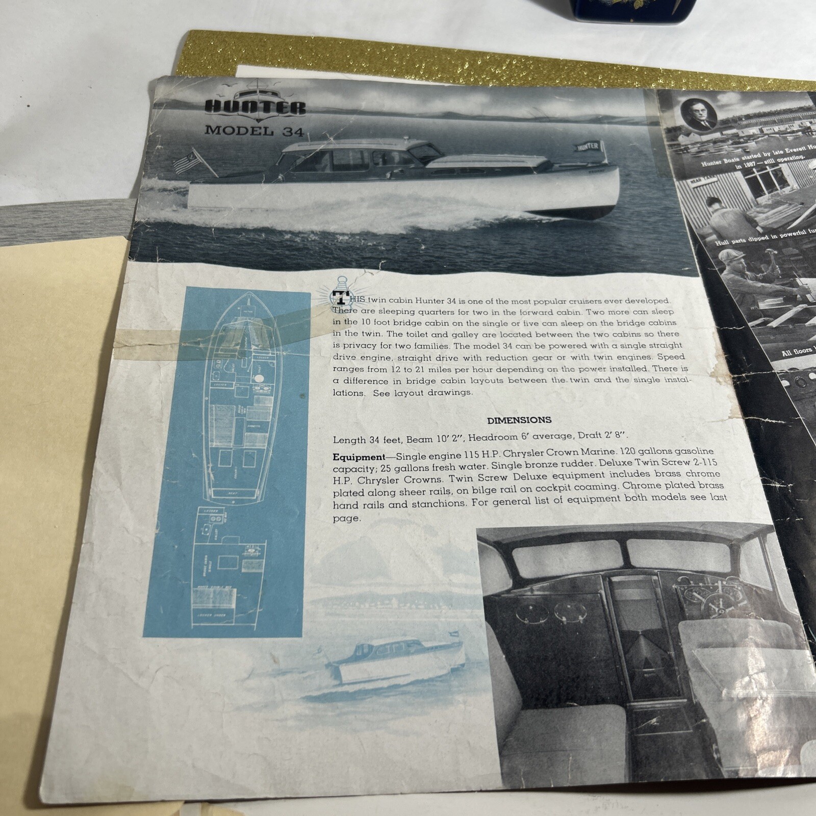 The Everett Hunter Boat Co. Complete Line Cabin Cruisers Boating Catalog Vintage