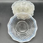 Vintage Anchor Hocking Moonstone Opalescent Hobnail Crimped Bowls 6" Lot of 6