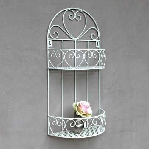 Vintage Regal Wandregal Standregal Küche Bad Rund Metall Shabby Weiß Landhaus - Bild 2 von 3