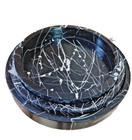 Wooden Food Serving Tray Plate Dinner Dish Platters Black Round 3 Set Home Decor