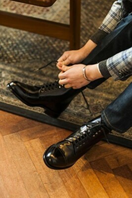 Buy Handmade Men's Black Cap Toe Lace Up High Ankle Business Leather Dress Boots | eBay Buy Handmade Men's Black Cap Toe Lace Up High Ankle Business Leather Dress Boots | eBay