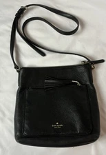 Kate Spade On Purpose Black Zip Top Pebbled Leather Crossbody Messenger Rwanda