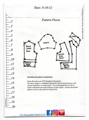 Daisy's Pattern Parlour 1940's Blouse Sewing Pattern 8-12 - Uncut - Picture 2 of 2