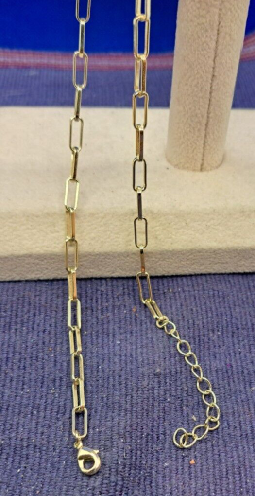 Rectangular Slide Link Chain Necklace Brushed Gol… - image 2