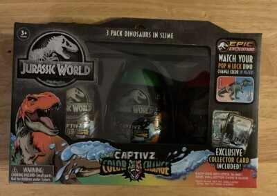 Jurassic World  Captive Color Change 3 Pack Dinosaurs In Slime, Epic Evolution