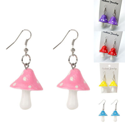 Stud Fashion Earring Colourful Earrings Ear Mushroom Simulated