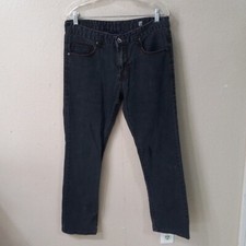 MONTERO Jeans Pants Size 34x30 Black Denim Straight Thick Thread 5 pockets 3911