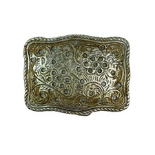 Vintage Unbranded Lightweight Perforated Floral Ornate Western Belt Buckle