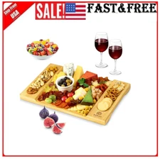 Large Bamboo Cheese Board, Serving Tray Platter -Size 15.5"x10'' For House Gifts