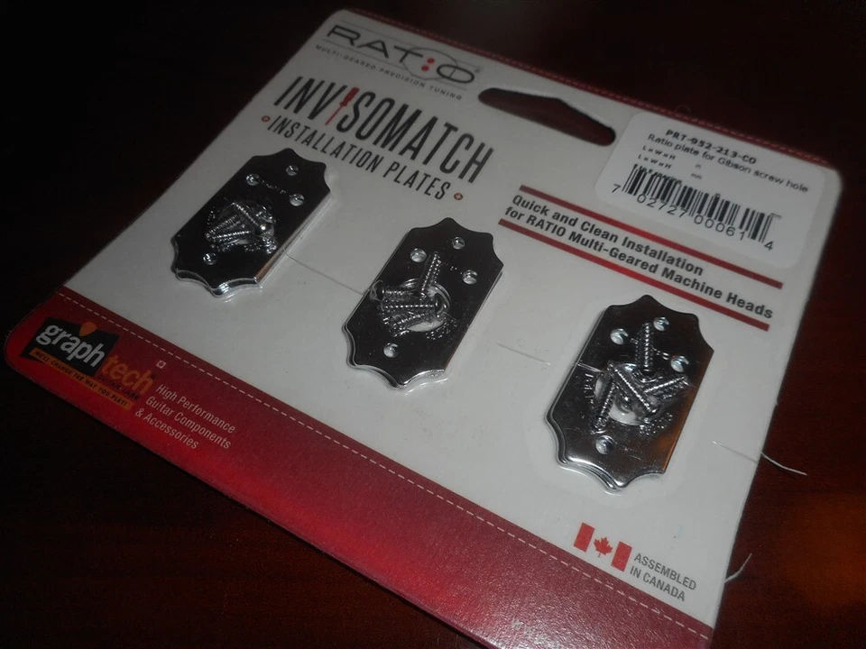 NEW - Graph Tech Ratio Invisomatch Plates (6) For Gibson Screw Holes - CHROME - Image 2 of 2