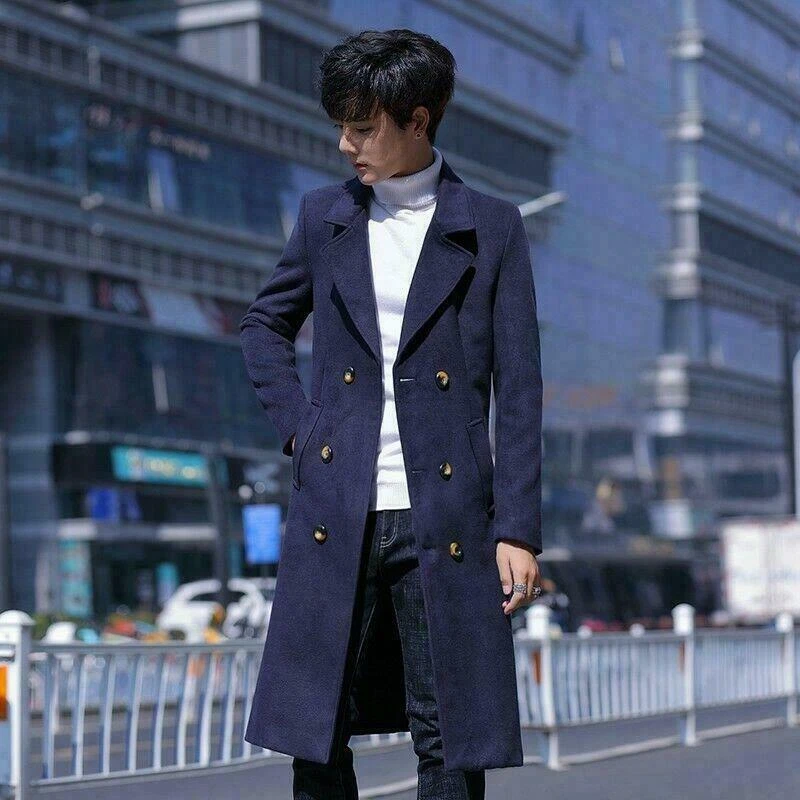 Knee length pea coat mens sale
