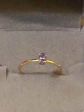 NATURAL BLUE TANZANITE NOT ENHANCED 925 SILVER STAMPED GOLD PLATED RING SIZE 7