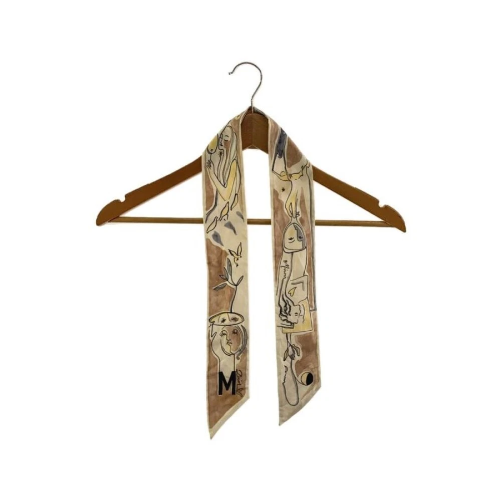 Foulard Christian Dior 36x2 pouces crème soie 04789a