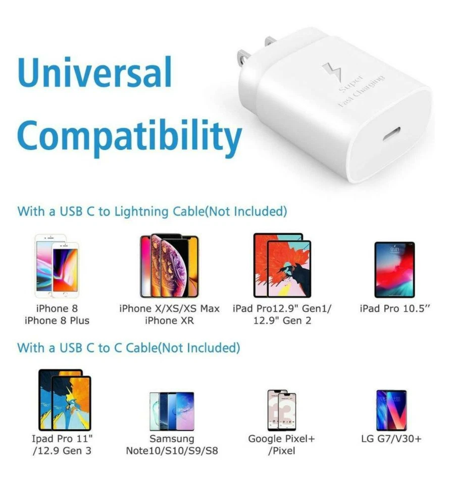 25W Type C Fast Wall/Travel Charger Power Adapter For iPhone 13 Pro Max/12 11 - Image 4 of 4