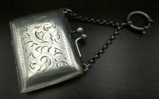 Antique Art Nouveau European Sterling Silver Miniature Chatelaine Coin Purse