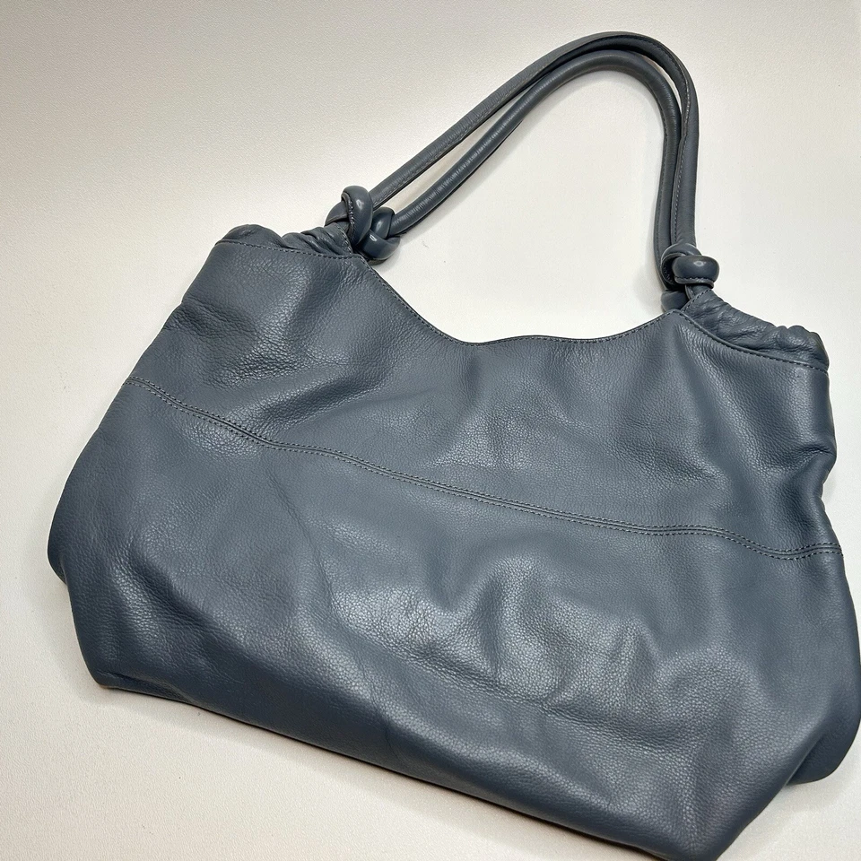 *Boho Slouchy BANANA REPUBLIC Cuero Gris Hobo Bolso Trenzado Cartera Lg Foto 3 de 4