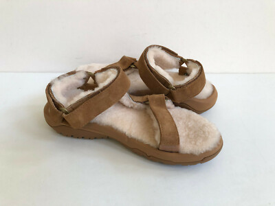 【新品未使用】Teva HURRICANE SHEARLING サンダル 25 TEVA WOMEN HURRICANE SHEARLING PECAN STRAPPY SPORT SANDALS US 11