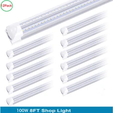 12Pack 8 Foot Led Tube Light 100W 8FT T8 Integrated 8' Led Shop Light Fixture 