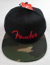 NWT Fender Guitar Hat Cap Snapback Camo Flat Bill Black Red Logo The Classics
