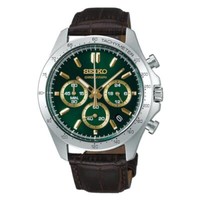 Seiko Spirit SBTR017 Herrenuhr GrüNes Zifferblatt Chronograph Quarz Lederband
