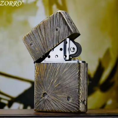 ZORRO 902s Retro Premium Brass Lighter   Five-sided Carved Design, Windproof