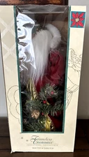 Timeless Treasures Tree Top Table Top Old World Santa Long Red Coat 16" Tall