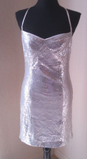 FOREVER 21 NWT SILVER SEQUINED SHORT DRESS WITH SPAGHETTI STRAPS SIZE MED