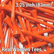 50 pcs Real Wooden Tees Orange New Golf Natural Long Length Tee 3-1/4" 83mm