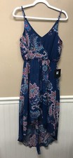 Iz Byer Size Small Blue Faux Wrap High Low Dress NWT