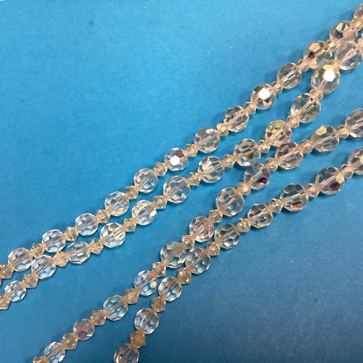 Collier Multi-rang Vintage Créateur - Perles Transparentes, Fait Main En France, Occasion