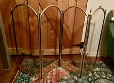 Vintage  Brass Folding Fireplace Screen w/Black Mesh 4 Panels 32" Tall