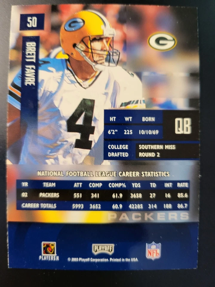 2003 Playoff Prestige Brett Favre card #50 - Image 2 of 2