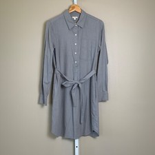 EUC Women's GAP Heather Gray Long Sleeve Belted Flannel Shirtdress, SMALL