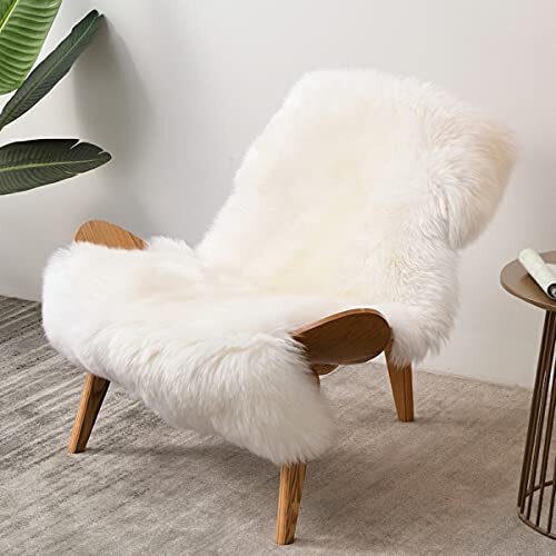 Faux Fur Chair Seat Covers, Fluffy Shag Sheepskin Bedside Rugs 2x3ft