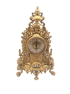 Flylin Kaminuhr Gold Retro | Batteriebetriebene Stille Tischuhr