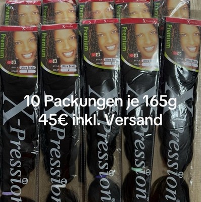 10-xJumbo X-Pression Premium Ultra Braid 165g Kunsthaar Extensions zum Flechten